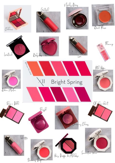 Clear Spring Makeup, Bright Spring Lipstick, Bright Spring Makeup, Bright Spring Color Palette, Bright Spring Clothes, Clear Spring Palette, Spring Lip Colors, Warm Spring Color Palette, Coral Makeup