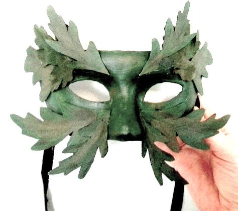 Green Man Mask - original artwork by DM Jones. Green Man Costume, Green Man Face Paint, Forest Masquerade Mask, Moss Mask, Green Mask For Masquerade Carnival, Green Costume Mask For Carnival, Green Man Mask, Diy Masquerade Mask, Wicker Man