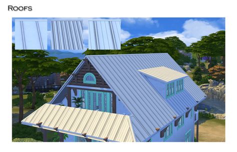 Roof Set 1 | ShojoAngel on Patreon Sims 4 Roof Cc, Sims 4 Roof, Standing Seam Roof, Standing Seam, Tin Roof, Sims 4 Cc Finds, Cc Finds, Sims 4 Cc, Metal Roof