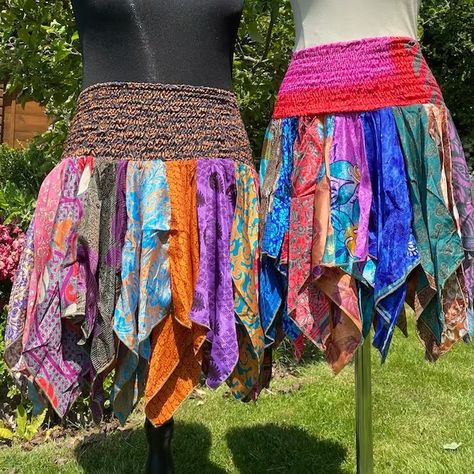 Hippydashery - Etsy Scrap Skirt, Mini Skirt Plus Size, Plus Size Cottagecore, Black Mannequin, Rag Skirt, Handkerchief Hem Skirt, Fairy Festival, Fairy Skirt, Skirt Plus Size