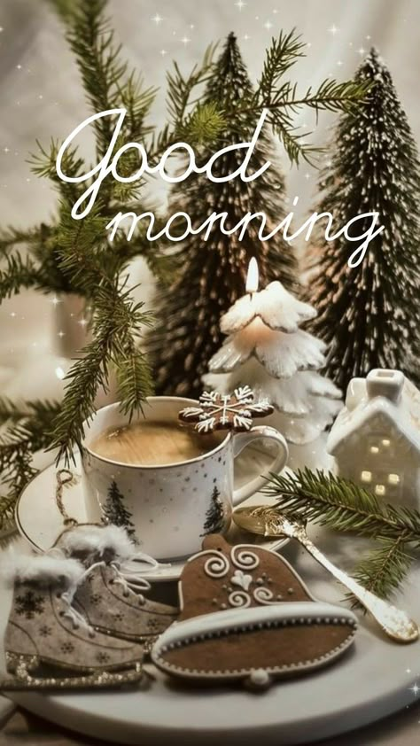 Good Morning Winter Images, Good Morning Christmas, Good Morning Winter, Holiday Morning, Morning Coffee Images, Winter Images, Happy Morning, Good Morning Picture, Good Morning Coffee