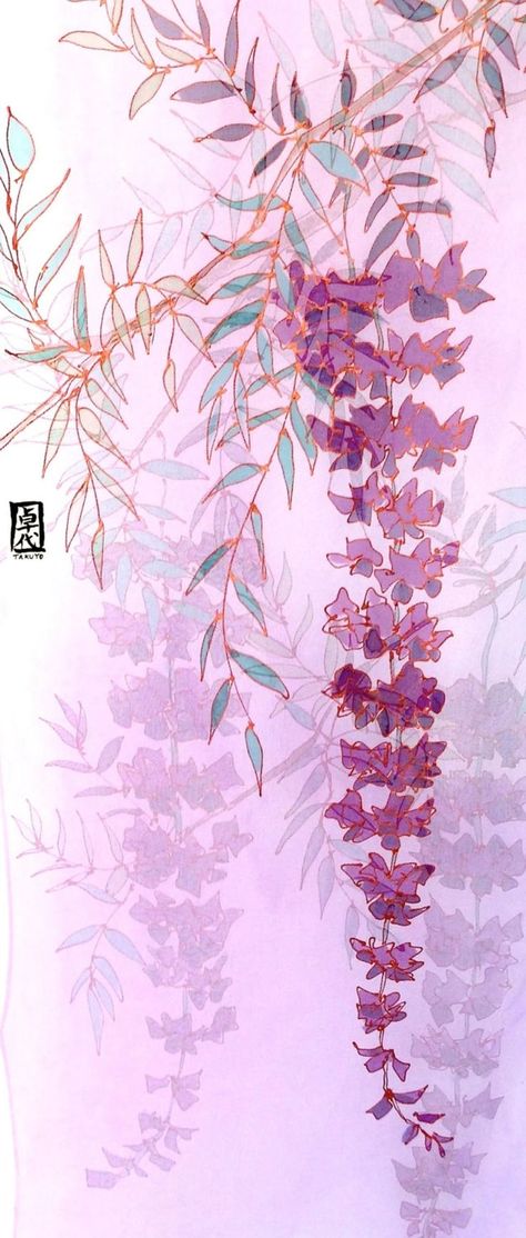 Scarf Kimono, Scarf Painting, Kimono Scarf, Purple Silk Scarf, Wisteria Flowers, Purple Wisteria, Ombre Background, Silk Scarf Wrap, Large Silk Scarf