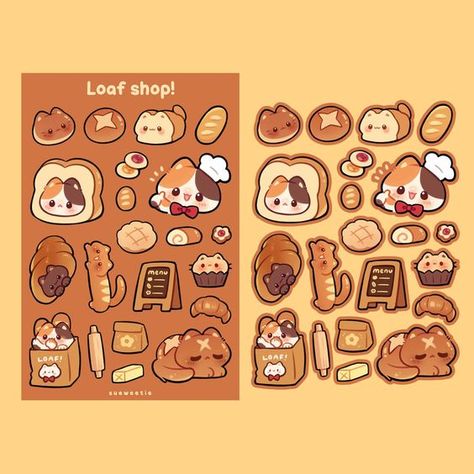 Loaf Shop Waterproof Sticker Sheet | Kawaii Chibi Art Kitten | Cute Cartoon Pet Breed Gift | Animal Lover Souvenir | Bakery Bread Stickers Sticker #sticker Stickers #stickers freesticker #freesticker freestickers #freestickers free download sticker #freedownloadsticker 7.198 Kawaii Chibi Art, Kitten Cute, Chibi Art, Art Mignon, Cute Food Art, Bakery Bread, Cute Doodles Drawings, Kawaii Chibi, Unique Sticker