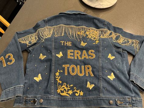 Taylor Swift Eras Tour Jacket, Taylor Swift Eras Jacket, Concert Jean Jacket, Eras Jacket, Jean Jacket Taylor Swift, Taylor Swift Eras Denim Jacket, Jean Jacket Eras Tour, Taylor Swift Butterfly Jeans, Taylor Swift Eras Tour Jean Jacket