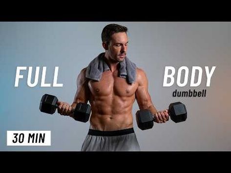 30 MIN FULL BODY DUMBBELL Workout - Strength Training - With Weights, At Home - YouTube 30 Minute Full Body Dumbbell Workout, Full Body Dumbbell Workout At Home, Dumbell Full Body Workout, Weights At Home, Dumbbell Workout Plan, Muscle At Home, Full Body Dumbbell, Dumbbell Workout At Home, Workout With Weights