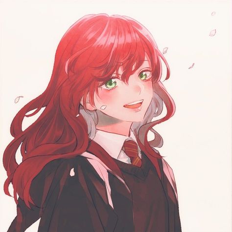 Red Hair And Green Eyes, Female Harry Potter, Girl With Red Hair, Red Hair Green Eyes, Anime Red Hair, Girls With Red Hair, Red Icons:), Harry Potter Anime, Harry Potter Fan Art