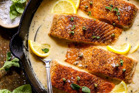 Gluten Free Fish Recipes, Mango Pineapple Salsa, Salmon Piccata, Piccata Sauce, Lemon Butter Salmon, Avocado Rice, Coconut Fish, Salmon And Sweet Potato, Butter Salmon