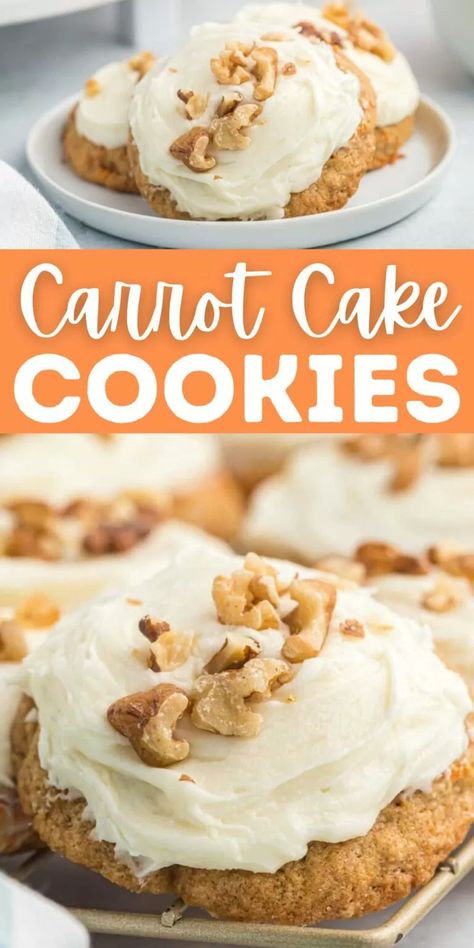 Carrot Cake Cookies Recipe, Fine Desserts, Cookies With Cream Cheese Frosting, The Best Carrot Cake, Cookies With Cream Cheese, Cookie Contest, Carrot Cookies, Easy Carrot Cake, Carrot Cake Cookies