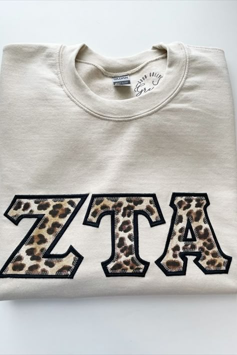 Sorority Letters Shirt, Sorority Letter Shirt, Stitched Letters Sorority, Big Little Baskets Ideas, Sorority Stitched Letters, Sorority Letter Shirts, Sorority Letters Sweatshirt, Zta Letters, Big Lil Gifts