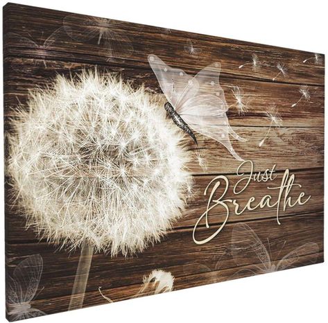 Dandelion Pictures, Rustic Canvas Wall Art, Art For Bathroom, Artwork For Living Room, Dandelion Flower, Wall Decor Pictures, Rustic Wall Art, Floral Wall Decor, Decor Canvas