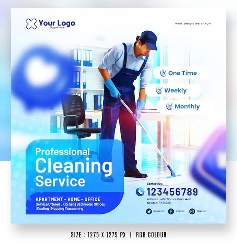 Looksgood | Freepik Services Social Media Post, Cleaning Service Flyer, Social Media Posters, Photoshop Tutorial Typography, Creative Banners, Social Media Flyer, Logo Psd, Visual Marketing, Technology Icon