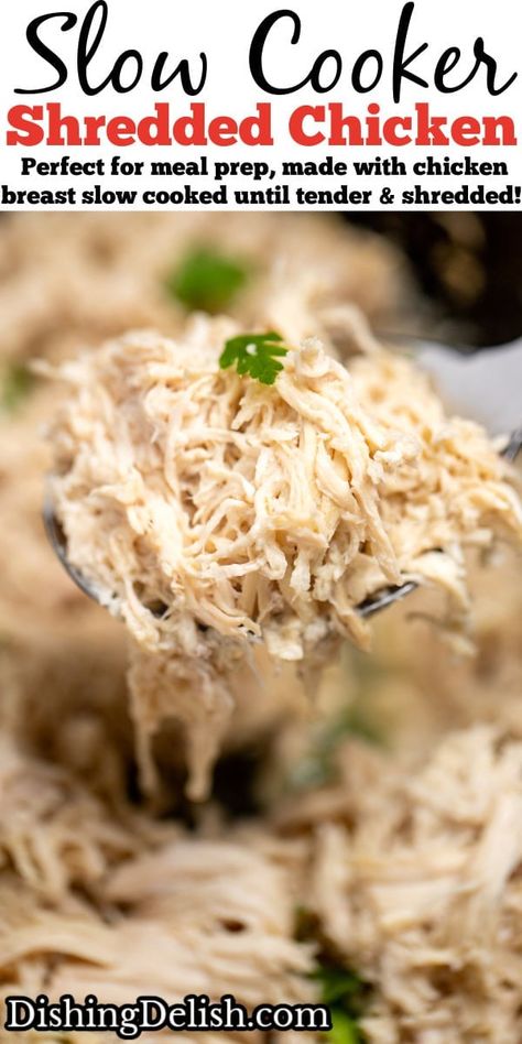 Slow Cooker Shredded Chicken is perfect for meal prep or an easy dinner, made with chicken breast and broth, slow cooked until tender and juicy and shredded in just a few seconds! Moist Shredded Chicken, Crockpot Shredded Chicken, Weight Watchers Pasta, Crockpot Chicken Spaghetti, Shredded Chicken Crockpot, Crockpot Pasta Recipes, Easy Shredded Chicken, Slow Cooker Shredded Chicken, Crockpot Chicken Healthy