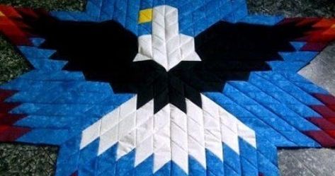 Eagle Quilt    This quilt pattern is available as a free download...      Download Pattern: Eagle Lone Star Eagle Star Quilt Pattern, Eagle Quilt Pattern, Mens Quilts Ideas Free Pattern, Native American Quilt Patterns Free, Quilts Of Valor Patterns Free, Lone Star Quilt Pattern Free, Native American Quilt Patterns, Quilted Wall Hangings Patterns, Eagle Quilt