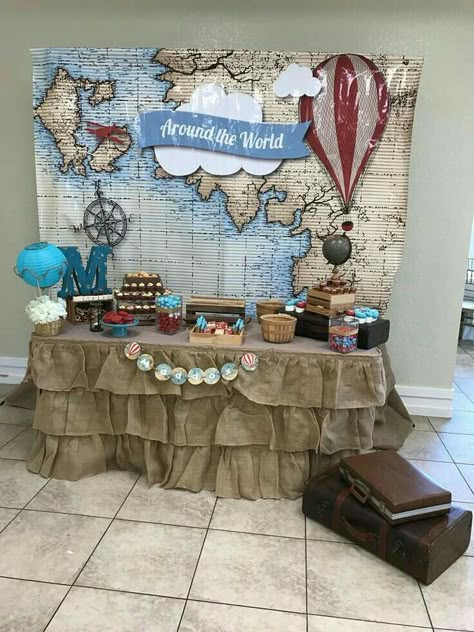 Γενέθλια Mickey Mouse, Theme Bapteme, Fiesta Shower, Around The World Theme, Travel Baby Showers, Airplane Baby Shower, Adventure Party, Travel Party Theme, Adventure Baby Shower