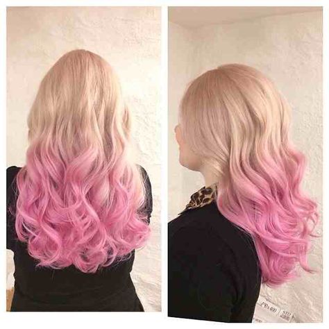 Blonde To Pink Ombre, Blue Tips Hair, Pastel Pink Hair Color, Blonde Ombre Hair, Hair Colors Ideas, Natural Brown Hair, Undercut Hairstyles Women, Pink Tips, Pink Ombre Hair