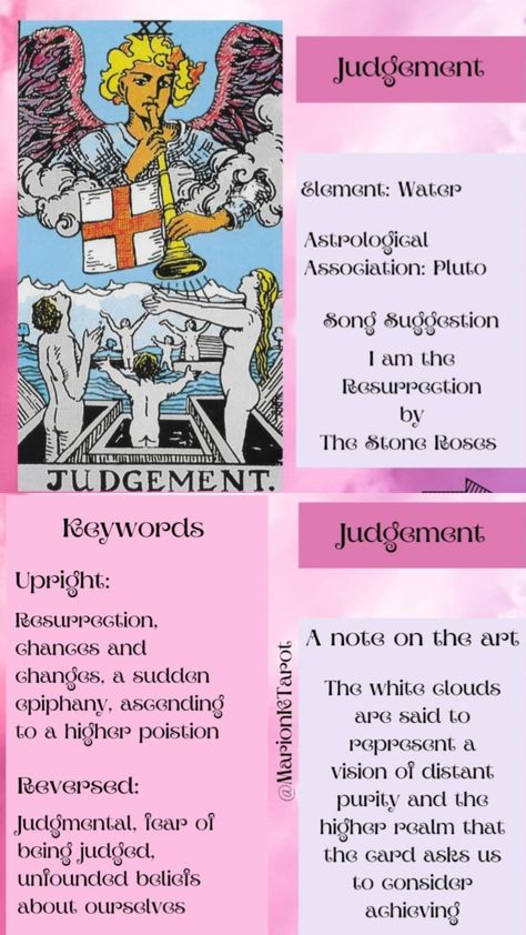 Judgement - Rider Waite Smith Judgement Tarot Meaning, Judgement Tarot, Judgement Tarot Card, Read Tarot, Rider Waite Tarot Cards, Tarot Reading Spreads, Relationship Tarot, Learning Tarot, Learn Tarot