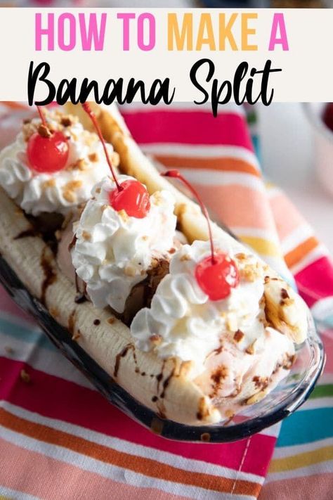 Homemade Banana Split, Banana Split Dessert Ice Cream, Banana Split Bar, Banana Split Dessert Recipes, Banana Split Recipes, Banana Split Ice Cream, Banana Split Dessert, Easy Ice Cream Recipe, Kids Meal