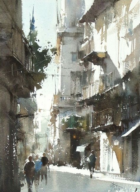 Chien Chung Wei, Thomas Schaller, Architecture Sketches, Watercolor City, Watercolor Architecture, City Painting, 수채화 그림, Watercolor Landscape Paintings, Watercolor Artists