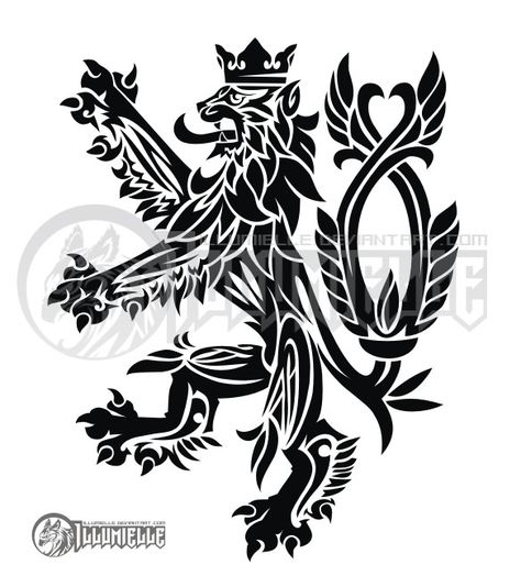 Czech Lion stylized...probably too intricate for the size I want. Czech Tattoo Ideas, Czech Tattoo, Lion Tattoo Meaning, Baroque Tattoo, Otter Tattoo, Bohemian Tattoo, Tattoos With Kids Names, Lion Tattoo Design, Warrior Tattoos