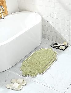 Home Weavers Allure Collection 100% Cotton Tufted Bathroom Rug, Soft and Absorbent Bath Rugs, Non-Slip Bath Carpet, Machine Wash Dry Bath Mats for Bathroom Floor, 17"x24" Bath Rug, Green Cotton Bath Rug, Trendy Bathroom, Solid Color Backgrounds, Bath Linens, Bathroom Floor, Bath Mat Rug, Beautiful Bathrooms, Machine Washable Rugs, Bathroom Rug