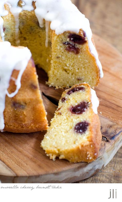 morello cherry bundt cake Morello Cherry Recipes, Cherry Bundt Cake, Lemon Butter Cake, Cherry Recipes Dessert, Baking Journal, Cake Delicious, Cherry Cake, Plum Cake, Cherry Recipes