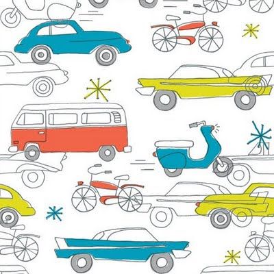 print & pattern: FABRICS - monaluna for birch Car Fabric, Boy Wallpaper, Retro Fabric, Pretty Patterns, Organic Cotton Fabric, Organic Fabrics, Retro Cars, Vw Bus, Vintage Fabrics