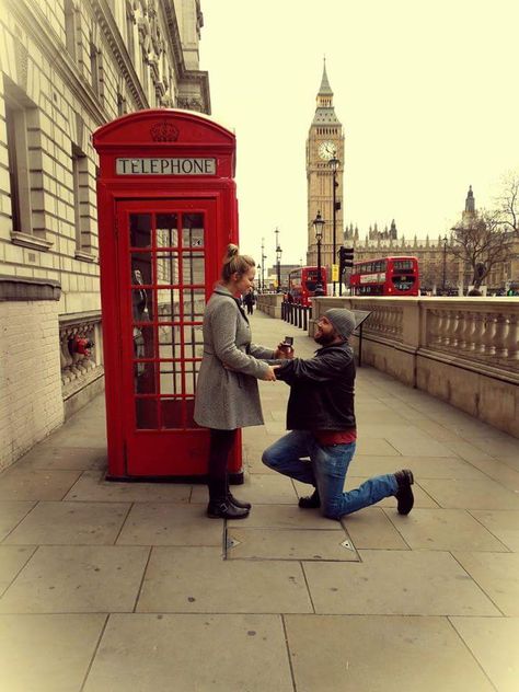 Our wedding proposal at the Big Ben and red telephone booth in London. London Proposal, London Photo Ideas, Photoshoot London, Booth Wedding, Telephone Booth, Phone Booth, Dream Engagement, London Photos, Marriage Proposals