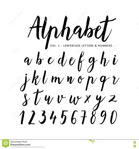 Hand Drawn Alphabet. Script Font. Brush Font Stock Vector - Image: 71871035 Brush Lettering Alphabet, Font Brush, Vector Alphabet, Script Alphabet, Bullet Journal Font, Brush Script Fonts, Cursive Alphabet, Alfabet Letters, Typography Alphabet