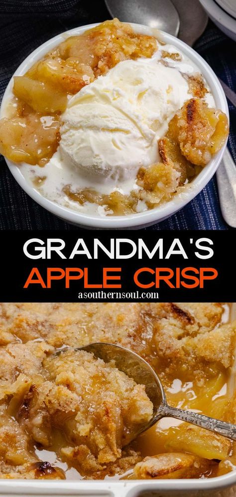 Grandmas Apple Crisp Recipe, Apple Crisp Cobbler Recipe, The Best Apple Desserts, Desserts Served With Ice Cream, Apple Crisp Granny Smith Apples, Recipe For Apple Cobbler, Apple Crisp Old Fashioned, Buttery Apple Crisp, Old Fashioned Cobbler Recipes