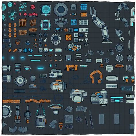 Sci-Fi Map Assets for Starfinder and other Futuristic TTRPGs Sci Fi Game Assets, Scifi Dnd Map, Sci Fi Battle Map, Sci Fi Dnd Map, Sci Fi Maps Rpg, Sci Fi Assets, Scifi Battle Map, Sci Fi Map, Sci Fi Dnd