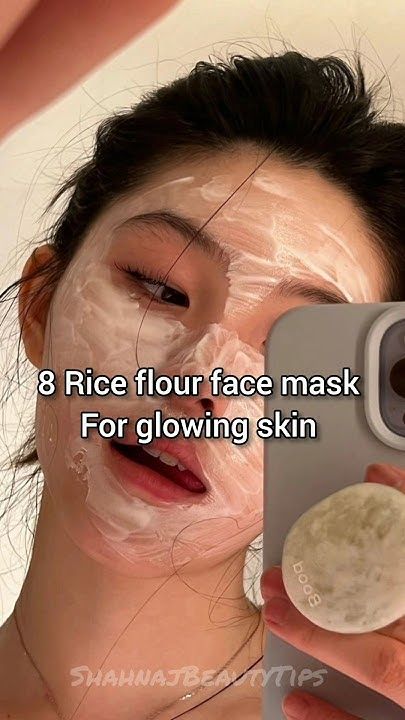 Rice Flour For Skin Lightening, Face Mask With Rice Flour, Rice Face Mask For Clear Skin, Face Brightening Mask Diy, Rice Flour Face Mask For Glowing Skin, Rice Face Pack For Glowing Skin, Rice Powder Face Mask, Rice Mask For Face, Rice Flour Mask