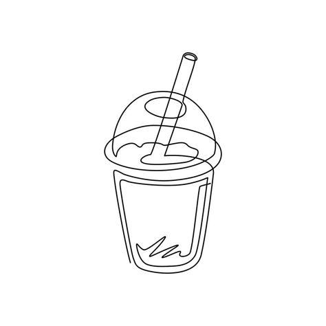 Continuous one line drawing bubble boba tea drink icon. Food refreshing trendy ice drink. For flyer, sticker, card, logo, symbol, print, poster. Single line draw design vector graphic illustration Bubble Boba, Ice Drink, Menu Card Design, Tea Illustration, Tea Logo, Coffee Icon, Drink Icon, Single Line Drawing, Drinks Logo