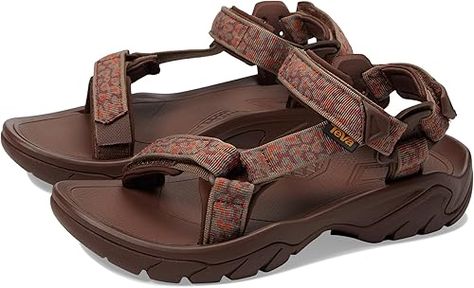 Amazon.com | Teva Women's Terra Fi 5 Universal Sandal, Magma Red-Rock, 7 | Sport Sandals & Slides Autumn Season Outfits, Teva Sandals Outfit, Hiking Wardrobe, Teva Flatform, Cork Footbed Sandals, Teva Sandals, Hiking Essentials, Earthy Outfits, Colorado Hiking