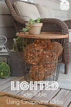 Diy Outdoor Lighting, House With Porch, Front Porch Decorating, Wire Basket, Deck Railings, Patio Bar, Deck Decorating, Easy Home Decor, Patio Ideas