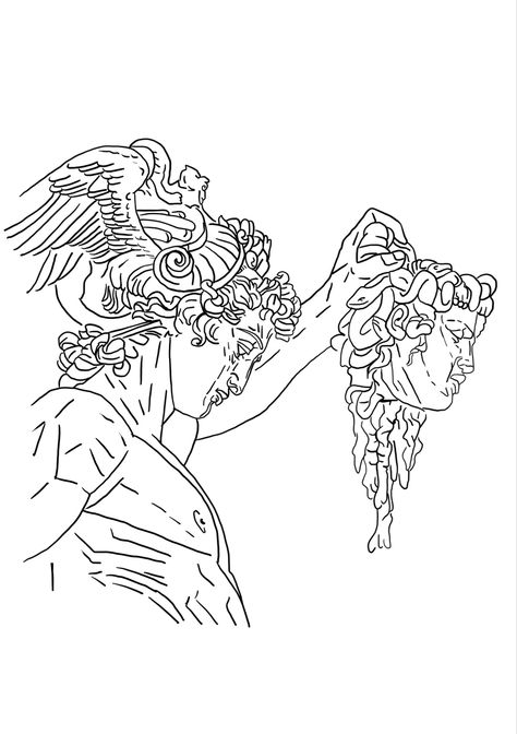 Greek Mythology Stencil, Greek Patchwork Tattoo, Sistine Chapel Tattoo, Greek Art Tattoo, Perseus Tattoo, Hercules Tattoo, Medusa Tattoo Design, Skull Sketch, Aesthetic Artwork