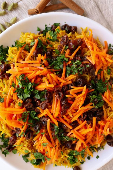 Moroccan Rice, Moroccan Carrot, Moroccan Carrot Salad, Flavorful Rice, Moroccan Carrots, Carrot Salad Recipes, Raisin Recipes, Rice Pilaf, Carrot Salad