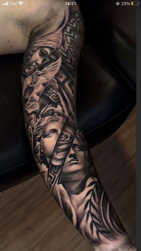 Patient Tattoo, Calf Sleeve Tattoo, Forearm Cover Up Tattoos, Half Sleeve Tattoos Forearm, Wolf Tattoo Sleeve, Simple Tattoos For Guys, Realistic Tattoo Sleeve, Girl Arm Tattoos, Statue Tattoo