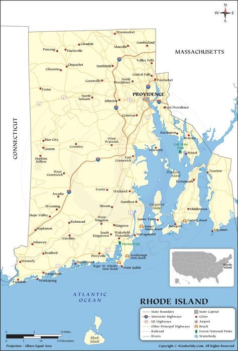 Map Of Rhode Island, Rhode Island Map, Geological Map, Island Map, Appalachian Mountains, The Map, Rhodes, Rhode Island, Geography