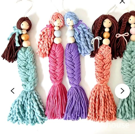 Yarn Dolls, Doll Diy Crafts, Mermaid Decor, Paper Towel Roll Crafts, Yarn Diy, Macrame Projects, Paper Towel Rolls, Doll Crafts, Macrame Patterns