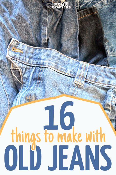 Recycled Denim Crafts, Super Easy Crafts, Old Jeans Projects, Denham Jeans, Blue Jean Quilts, Teen Crafts, Jean Quilt, Sewing Jeans, Denim Crafts Diy