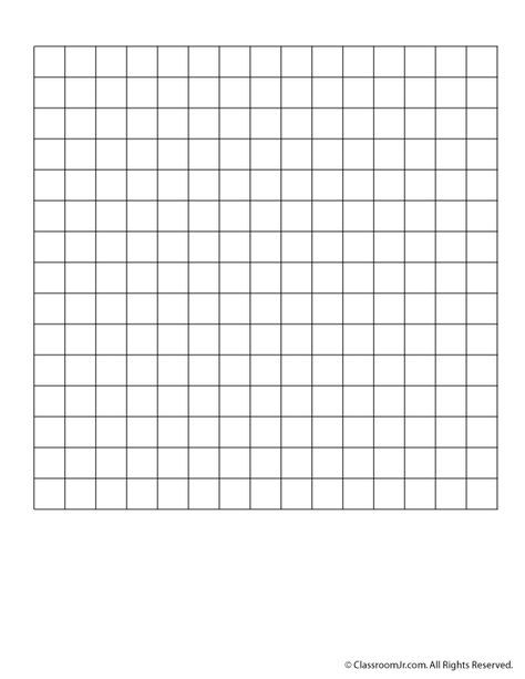 Blank 15 x 15 Grid Paper or Word Search Grid | Woo! Jr. Kids Activities Blank Grid Template, Blank Crossword Puzzle Template, Word Search Template, Crossword Puzzle Maker, 100 Grid, Drawing Grid, Printable Graph Paper, Puzzle Maker, Grid Template