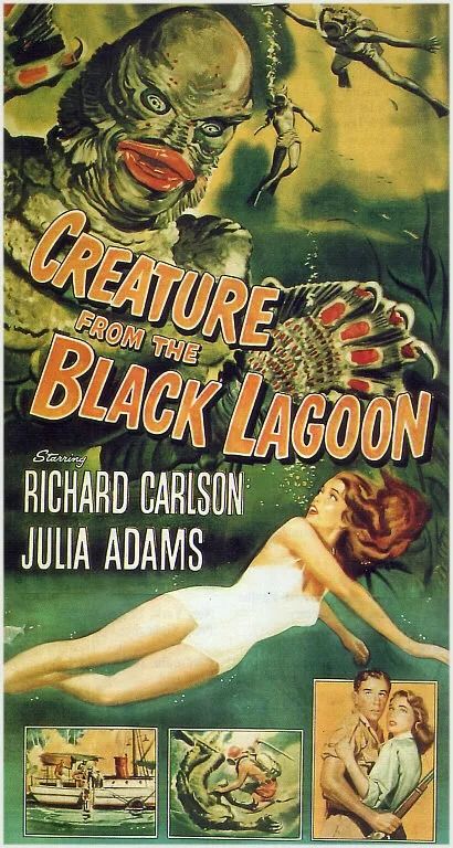 Horror Movie Poster Collection - Curator 135 - Odds and Ends Creature From The Black Lagoon Poster, Universal Monsters Movie Posters, Creature Black Lagoon, Classic Horror Movies Posters, Creature From The Black Lagoon, Old Movie Posters, Monster Movies, B Movies, The Black Lagoon