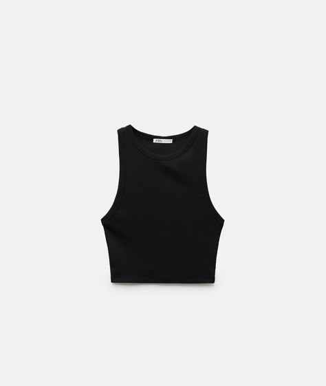 Ribbed Halter Top, Zara Tank Top, Slim Fit Crop Top, Black Halter Top, Linen Suits, Clothes Wishlist, Cardigan Sweater Dress, Halter Crop Top, Tshirt Skirt