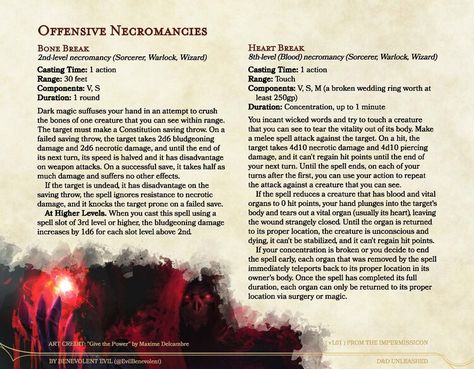 New Spells: Offensive Necromancies — DND Unleashed: A Homebrew Expansion for 5th Edition Dungeons and Dragons Necromancy Spells Dnd, Dnd Necromancer Spells, Dnd Homebrew Spells, Dnd Abilities, Spells Dnd, Necromancy Spells, Dnd Statblocks, Dm Board, Homebrew Spells