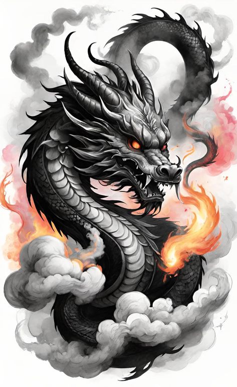 Feminine Dragons, Asian Dragon Tattoo Designs, China Tattoo Ideas, Angry Dragon Drawing, Japanese Tattoo Art Dragon, Dragon Face Tattoo Design, Traditional Chinese Dragon Tattoos, Yakuza Dragon Tattoo, Dragon Realism Tattoo