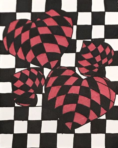 Valentine's Day Art Lesson design by a student at Corsicana Middle School in Corsicana, TX. Valentine's OP Art Heart project Valentines Day Art Lessons Elementary, Valentines Day Art Projects For Middle School, Op Art Heart, Middle School Valentines, Valentine’s Day Art, Art For Middle School, Valentine's Boxes, Op Art Lessons, Heart Art Projects