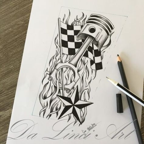 Piston Tattoo Mechanical, Car Art Tattoo, Car Part Tattoo, Race Car Tattoo Ideas, Piston Tattoo Design, Mechanical Tattoo Design, Mechanic Tattoo Ideas, Automotive Tattoo, Piston Drawing