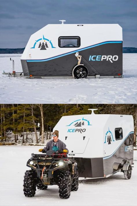 IcePro Trailer: A game-changer for ice fishing enthusiasts Ice Fishing Shanty Ideas, Ice Fishing Hub Shelter Mods, Ice Fishing Sled Mods, Ice Fishing Trailer, Ice Fishing Camping, Ice Fishing Huts, Ice Fishing Sled, Ice Fishing Tent, Rv Holiday