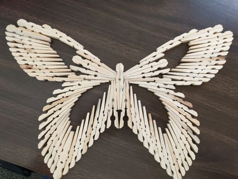 Child wanted a more detailed butterfly for a project. Now said child needs to replicate it. Clothespin Diy Crafts Butterfly, Clothes Pin Spring Crafts, Clothespin Butterfly Craft, Butterfly Clothespin Craft, Tooth Pick Crafts, Clothes Pin Crafts For Adults, Clothespin Butterfly, Clothespins Crafts, Diy Crafts Butterfly