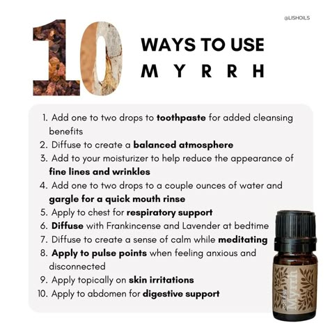 Myrrh Essential Oil Uses, Essential Oil For Skin, Doterra Oils Recipes, Myrrh Oil, Myrrh Essential Oil, Doterra Essential Oils Recipes, Essential Oil Diffuser Blends Recipes, Oil For Skin, Essential Oil Remedy